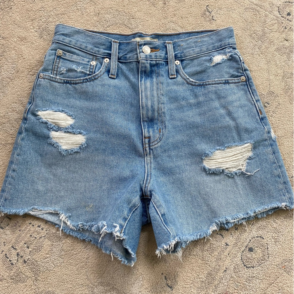 Madewell The Momjean Short 26 Cutoff Distressed High Waist Light Wash Cotton #2